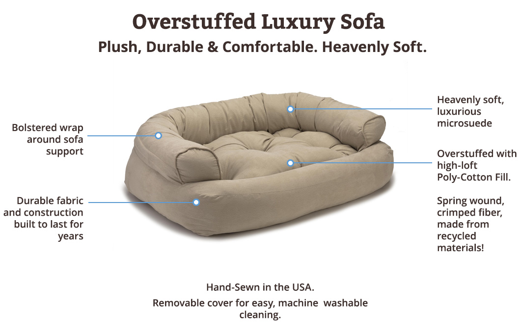 The Lounging Hound Sofa Topper, Luxury Waterproof Furniture Protector, Protects Against Dogs, Pets and Children, Taupe Gloss Velvet