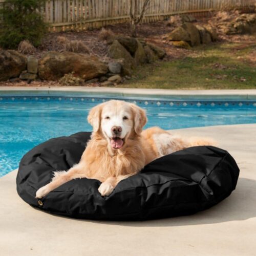 snoozer-pet-products-waterproof-round-dog-bed-black