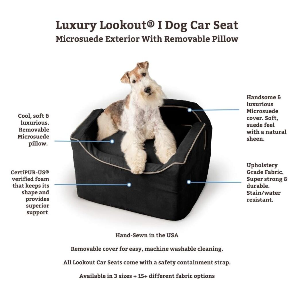 Snoozer Luxury Lookout 1 Dog Car Seat with Microsuede