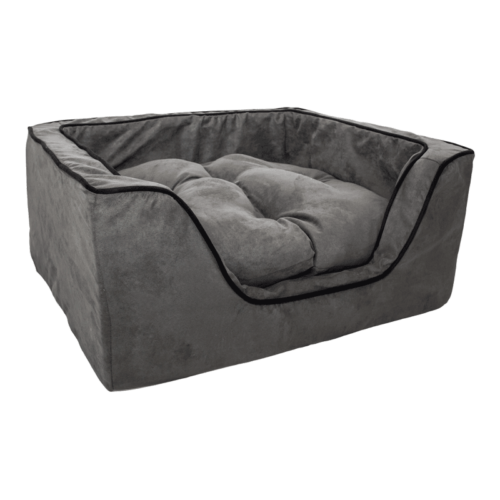 Luxury-Square-Dog-Bed-with-Microsuede-anthracite-black
