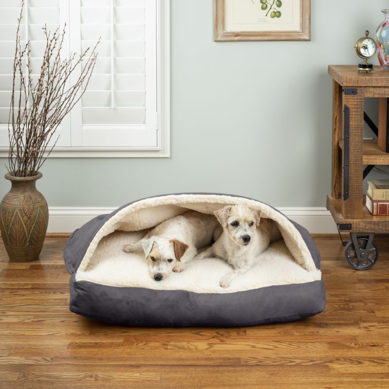Snoozer Pet Products Rectangle Cozy Cave Dog Bed, Large, Heather Gray
