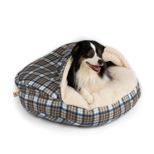 Snoozer Pet Products Cozy Cave Dog Bed - Blue Plaid