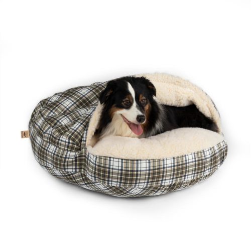 Snoozer Pet Products Cozy Cave Dog Bed - Green Plaid