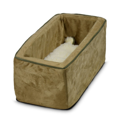 Luxury Console Dog Car Seat with Microfiber - Camel Olive