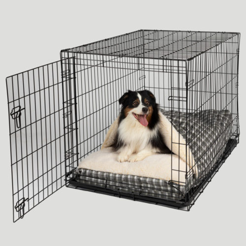 Cozy Cave® Dog Crate Bed - Gray Plaid