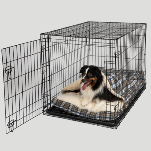 Cozy Cave® Dog Crate Bed - Blue Plaid