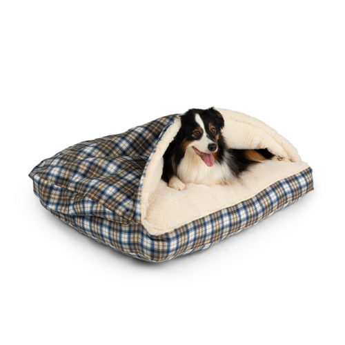 Cozy Cave® Rectangle Dog Bed - Blue Plaid