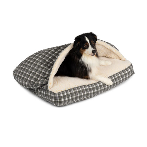 Cozy Cave® Rectangle Dog Bed - Gray Plaid
