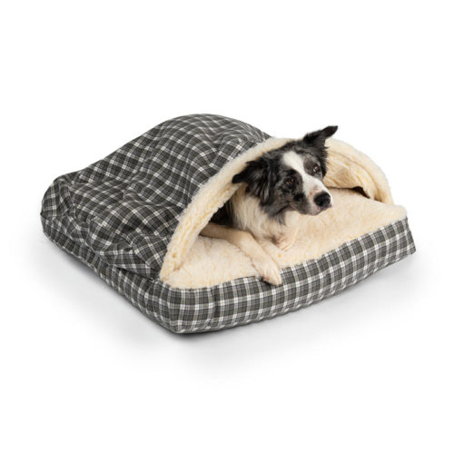 Cozy Cave® Square Dog Bed - Gray Plaid