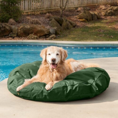 Waterproof Round Dog Bed - Green