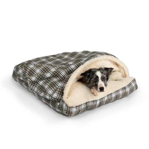 Cozy Cave® Square Dog Bed - Green Plaid