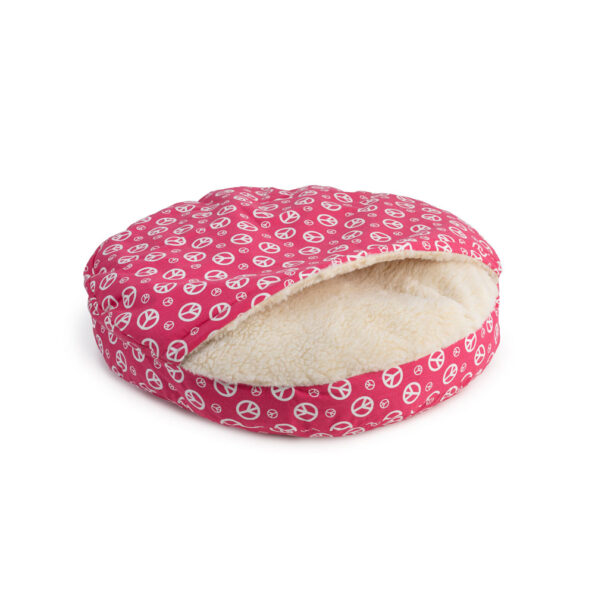 Cozy Cave® Dog Bed Pink Peace Sign Snoozer