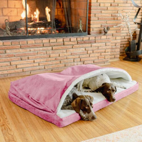 Snoozer Pet Products Luxury Rectangle Cozy Cave Dog Bed with Microsuede, Small, Camel