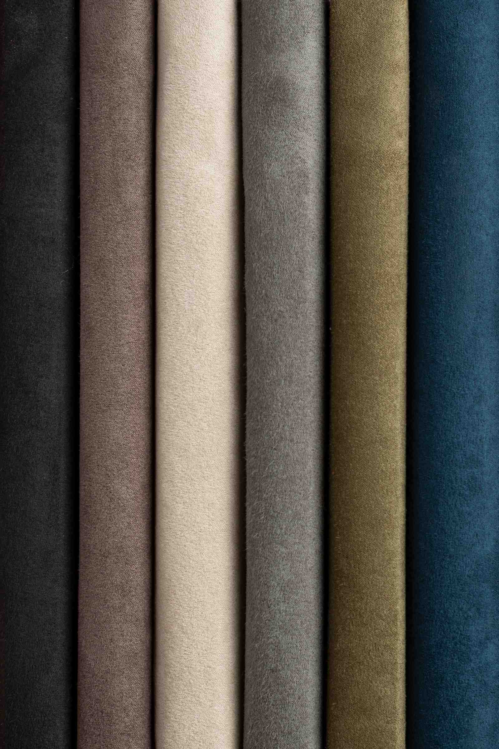 Stacked folds of microsuede fabric