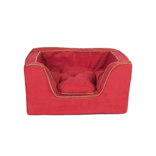 Luxury Square Dog Bed - Red - Medium